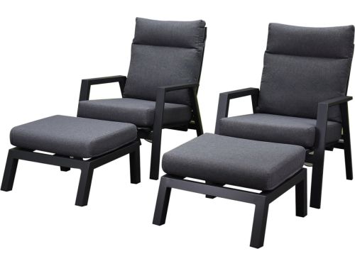 Vegas lounge balkonset 4 delig verstelbaar antraciet