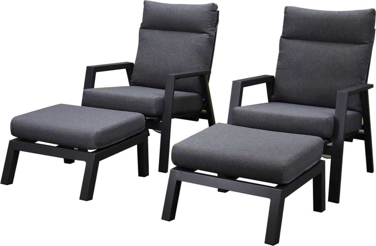vegas lounge balkonset 4 delig verstelbaar antraciet