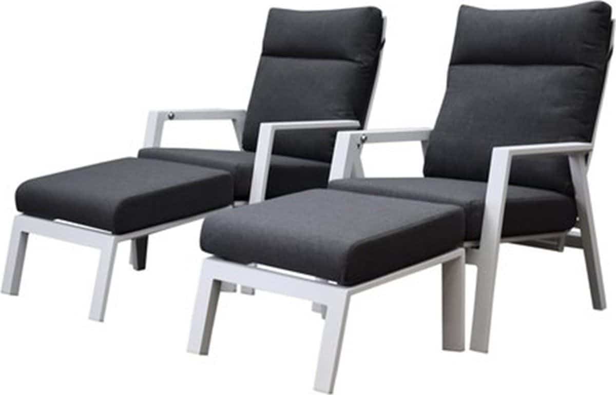 vegas lounge balkonset 4 delig verstelbaar wit aluminium