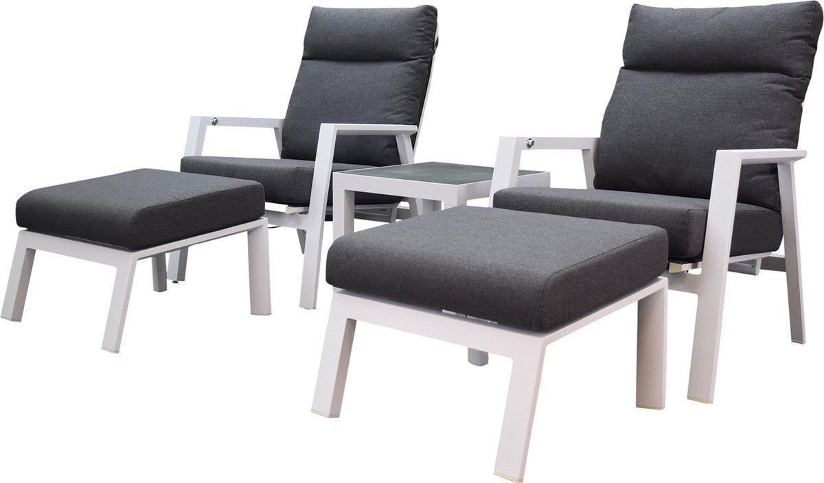 vegas lounge balkonset 5 delig verstelbaar wit aluminium