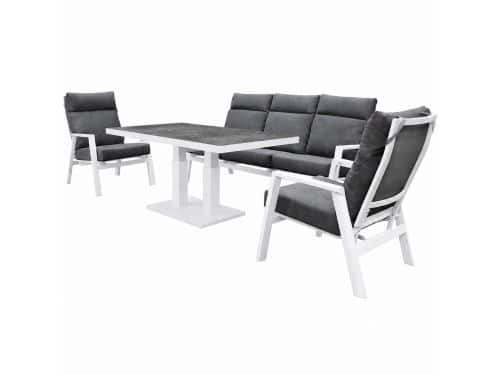 Vegas stoel bank dining loungeset 4 delig verstelbaar aluminium wit