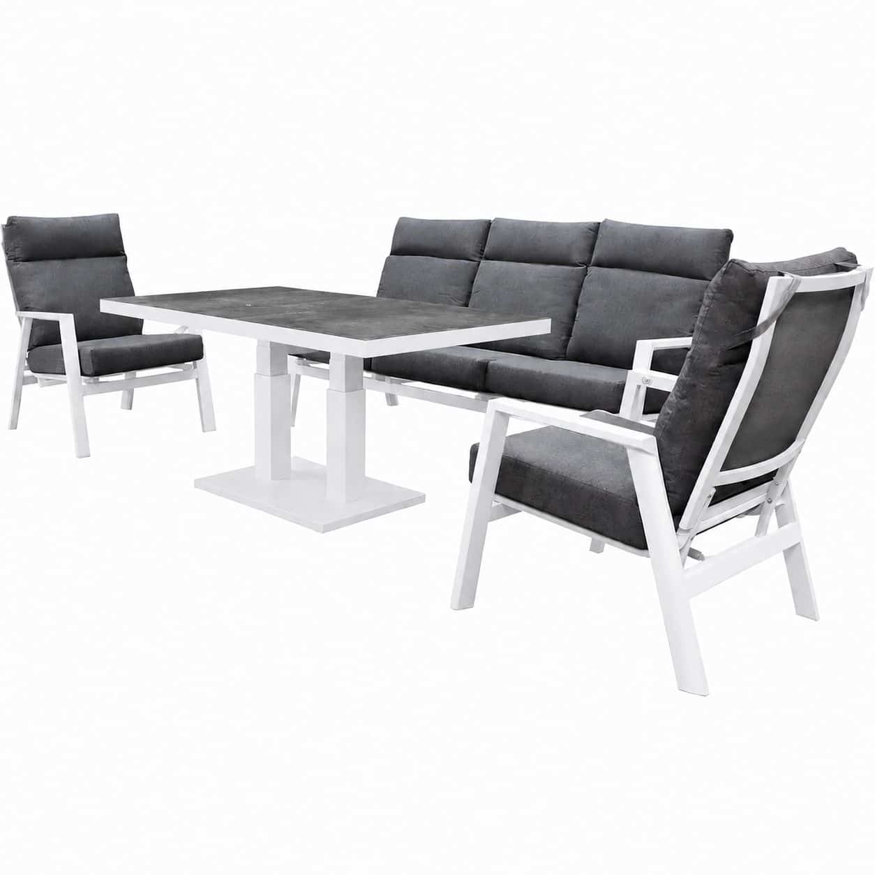 vegas stoel bank dining loungeset 4 delig verstelbaar aluminium wit