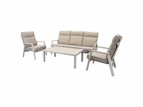 Vegas stoel bank loungeset 4 delig verstelbaar aluminium latte
