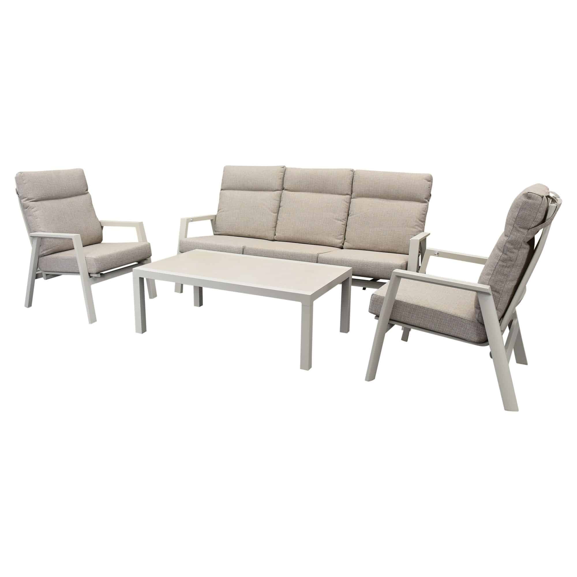 vegas stoel bank loungeset 4 delig verstelbaar aluminium latte