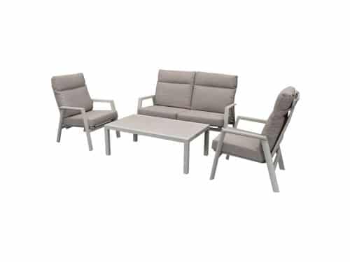 Vegas stoel bank loungeset 4 delige verstelbaar aluminium latte