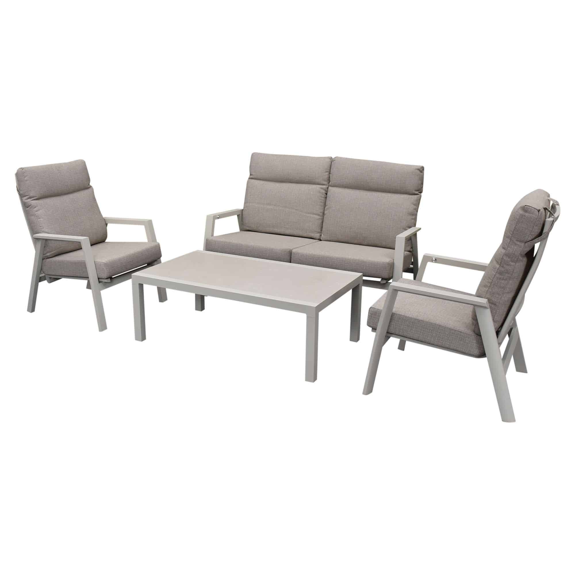 vegas stoel bank loungeset 4 delige verstelbaar aluminium latte