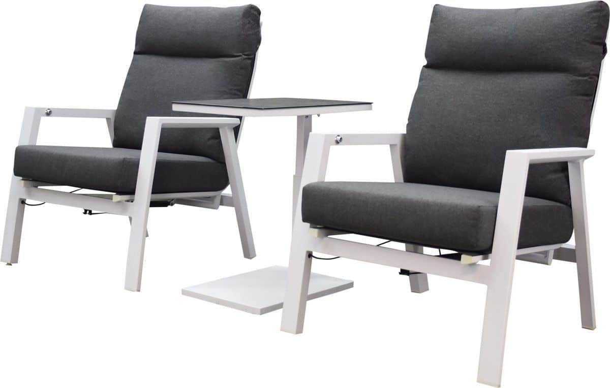 vegas tracy lounge balkonset 3 delig verstelbaar wit aluminium
