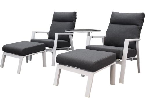 Vegas Tracy lounge balkonset 5 delig verstelbaar wit aluminium