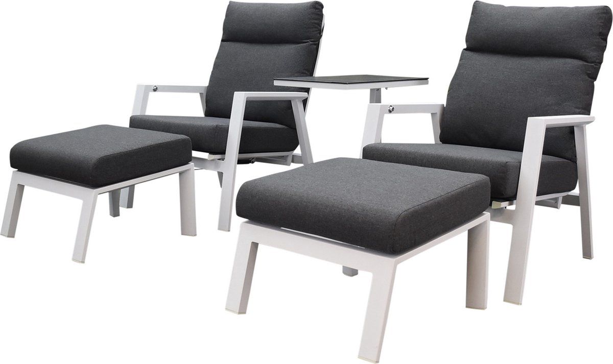 vegas tracy lounge balkonset 5 delig verstelbaar wit aluminium