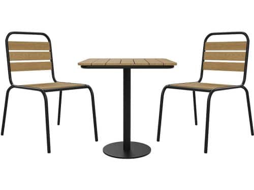 Vente-unique Tuineetset van polywood en metaal: een tafel B.70 cm