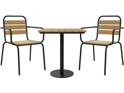 Vente-unique Tuinset van polywood en metaal: een tafel B.70 cm