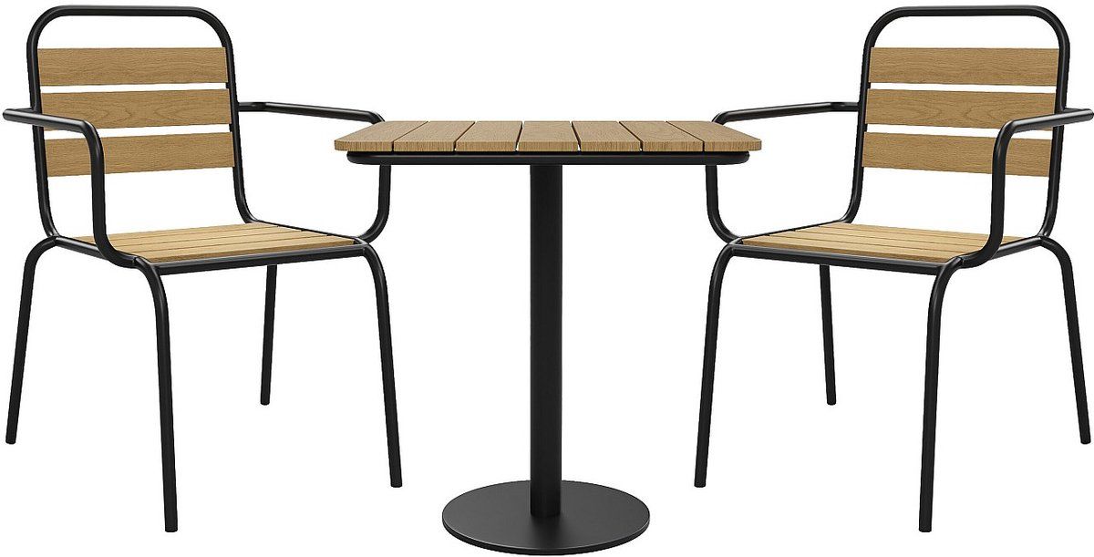 vente unique tuinset van polywood en metaal: een tafel b.70 cm