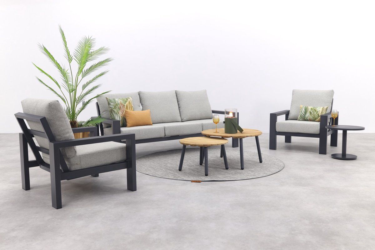 verano/mindo stoel bank loungeset (5 delig) royal grey/teak