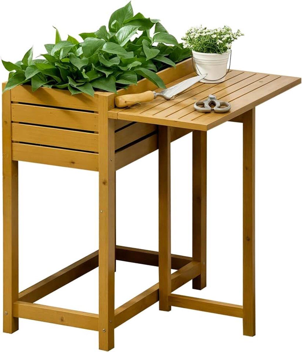 verhoogd bed, bloembak, kruidenbed met opklapbaar tafelblad voor tuin