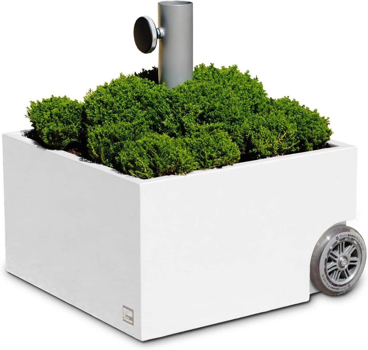 verrijdbare parasolvoet met plantenbak en zware grip