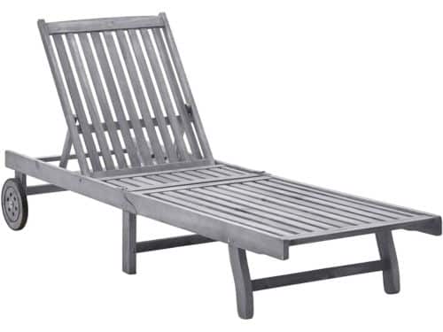Verstelbare Ligbed Tuin Solide Hout met Wielen