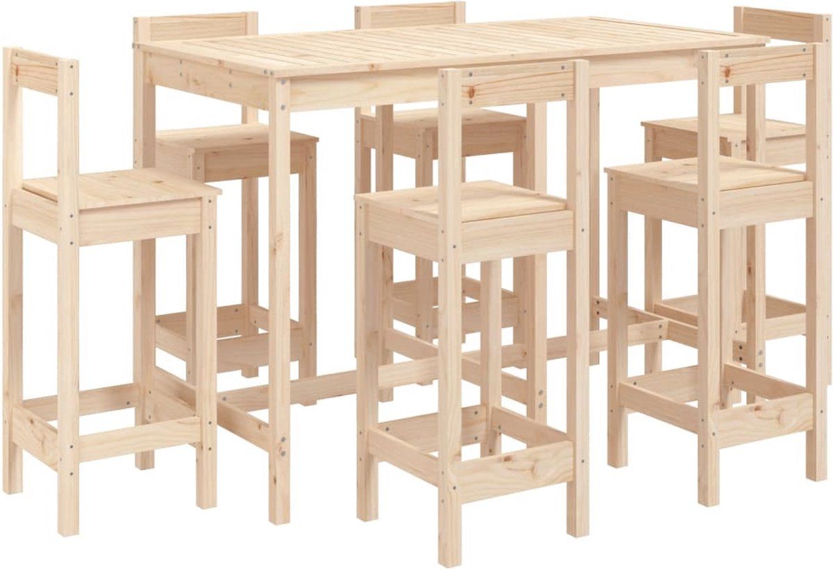 vidaxl 7 delige barset massief grenenhout