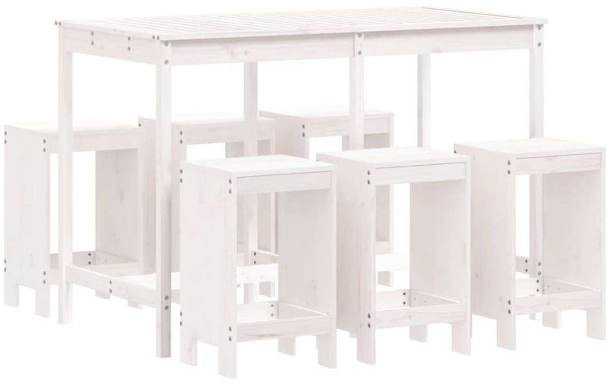 vidaxl 7 delige barset massief grenenhout