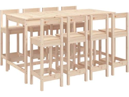 vidaXL - 9-delige - Barset - massief - grenenhout