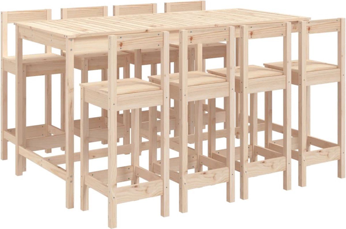 vidaxl 9 delige barset massief grenenhout