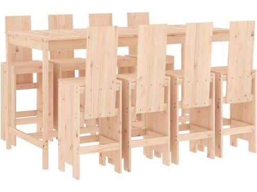 vidaXL - 9-delige - Barset - massief - grenenhout