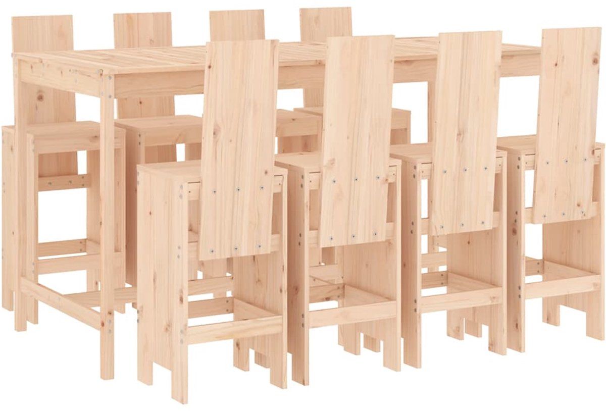 vidaxl 9 delige barset massief grenenhout