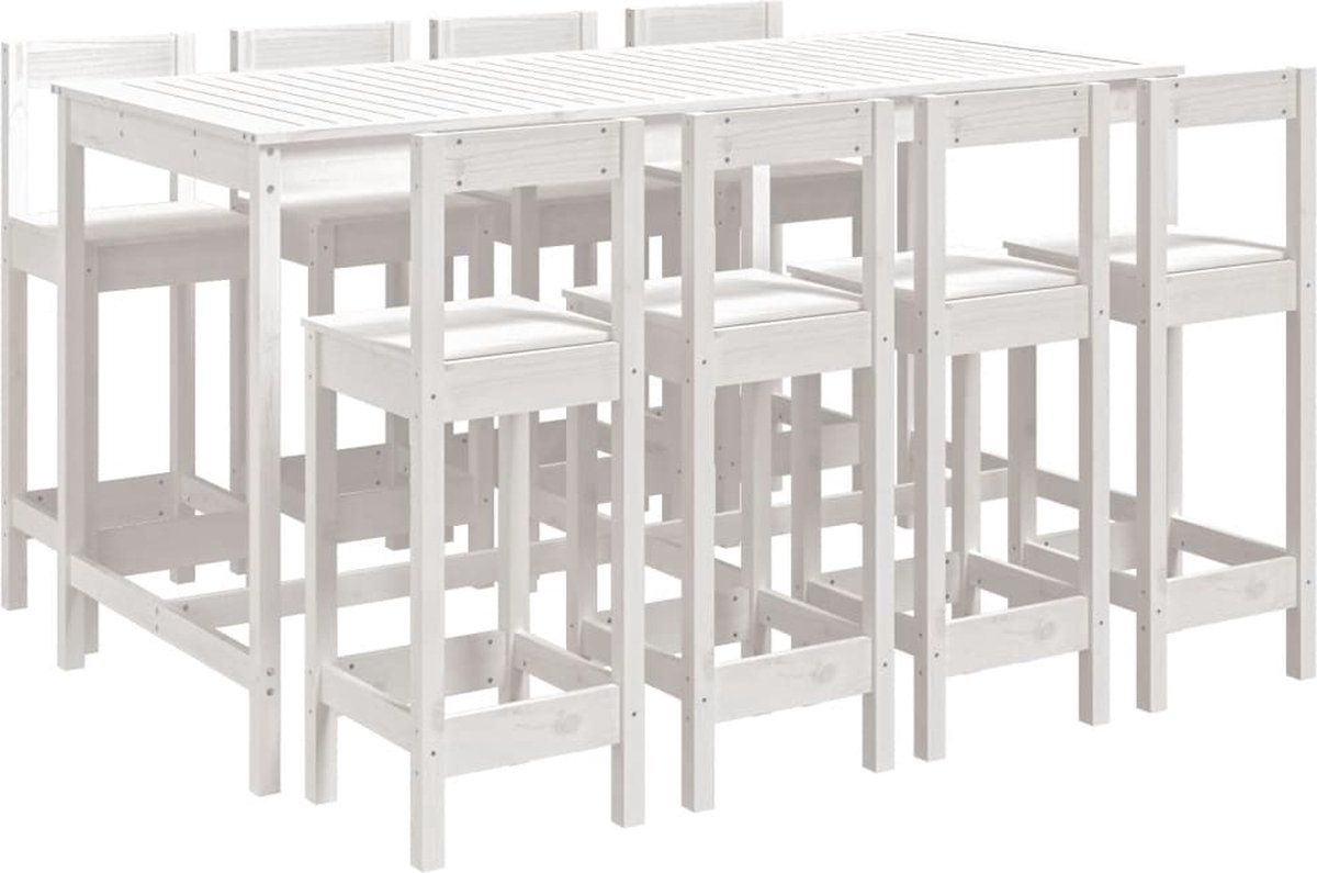 vidaxl 9 delige barset massief grenenhout