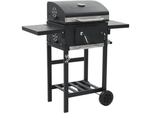 vidaXL Houtskoolbarbecue met onderplank zwart