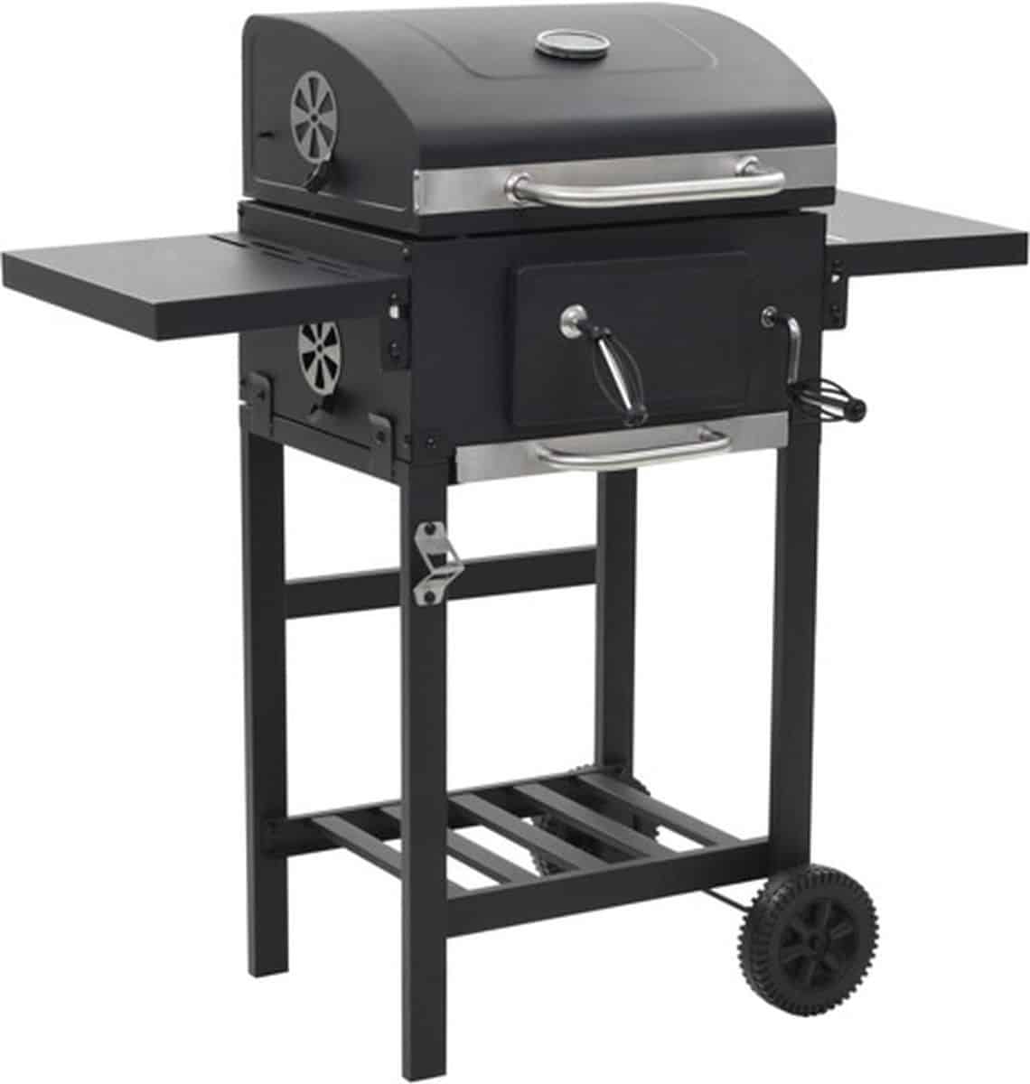 vidaxl houtskoolbarbecue met onderplank zwart