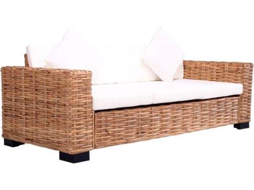 vidaXL - Tuinbank - 3-zits - natuurlijk - rattan