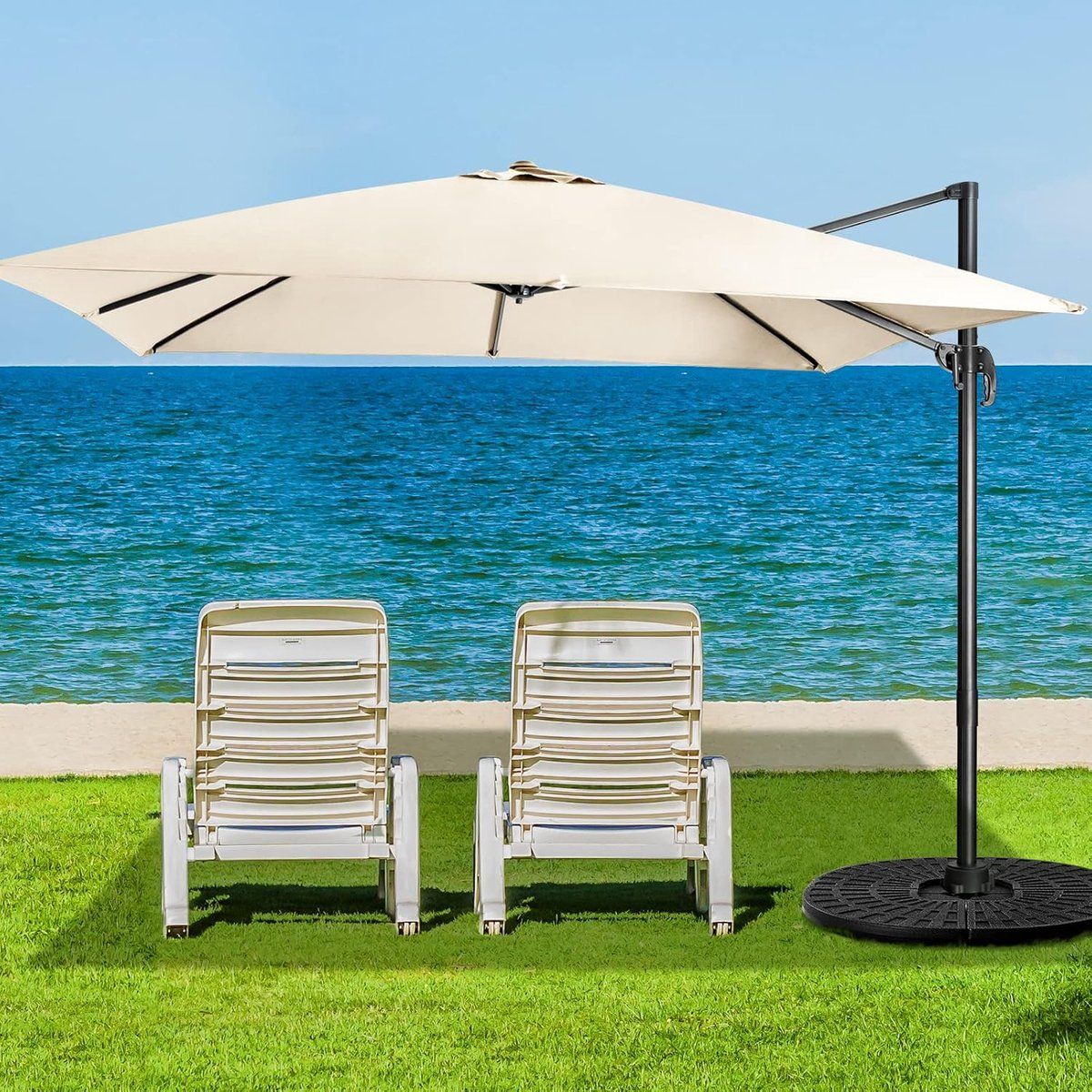 vierkante luxe zweefparasol 300×300 cm met 360° draaifunctie