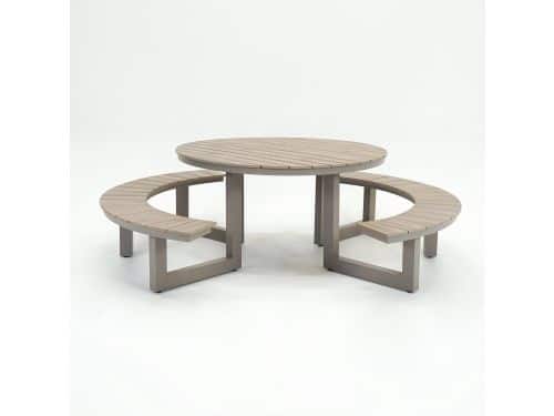 Vita Massa ronde picknicktafel taupe
