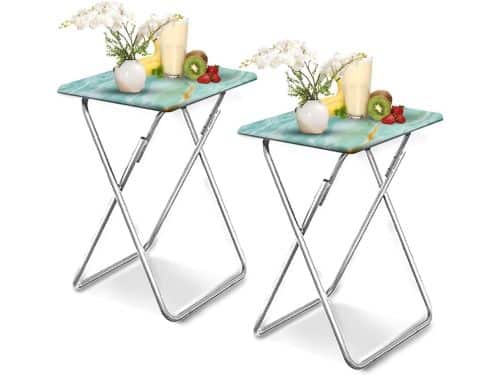 Vouwbare Bijzettafel Set van 2 voor Woonkamer, Balkon en Tuin