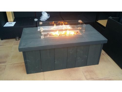 Vuurtafel Block Terrasverwarmer Antraciet Wash steigerhout 60x120x50cm