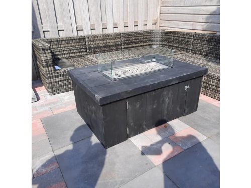Vuurtafel Block Terrasverwarmer Black Wash steigerhout 80x120x50cm