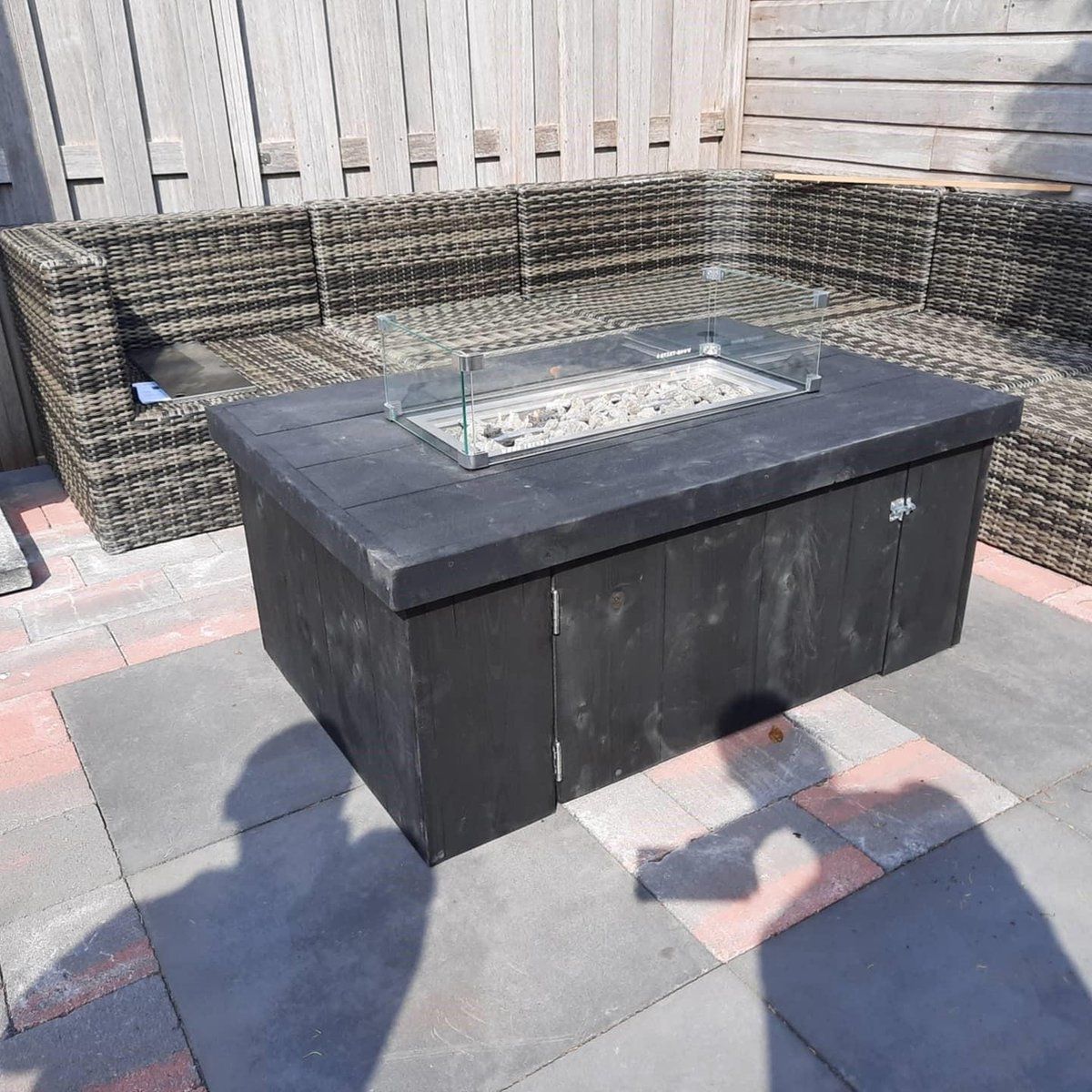 vuurtafel block terrasverwarmer black wash steigerhout 80x120x50cm