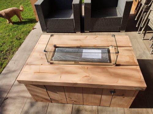 Vuurtafel Block Terrasverwarmer Douglas hout 80x120x50cm