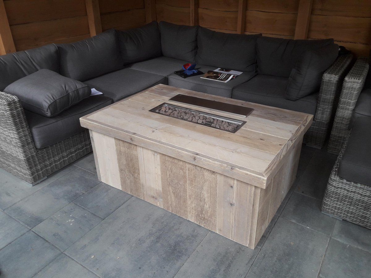 vuurtafel block terrasverwarmer gebruikt steigerhout 80x100x50cm
