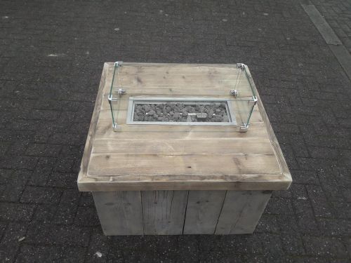 Vuurtafel Block Terrasverwarmer Gebruikt steigerhout 80x80x50cm