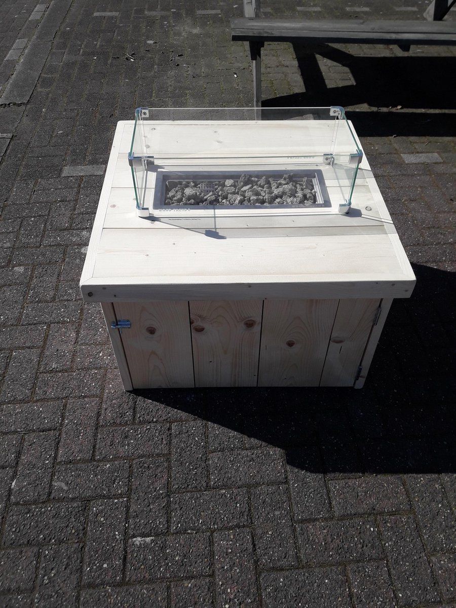 vuurtafel block terrasverwarmer nieuw, blank steigerhout 80x80x50cm