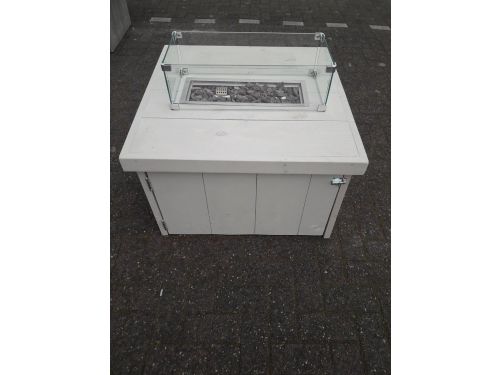Vuurtafel Block Terrasverwarmer White Wash steigerhout 80x80x50cm