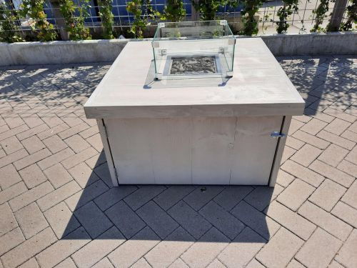 Vuurtafel Block Terrasverwarmer White Wash steigerhout 90x90x50cm