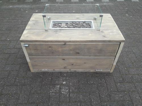 Vuurtafel Boxxx Terrasverwarmer Gebruikt steigerhout 60x100x50cm