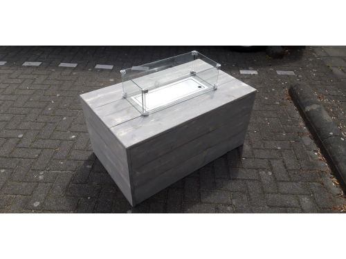 Vuurtafel Boxxx Terrasverwarmer Grijs Geschuurd steigerhout 60x100x50cm