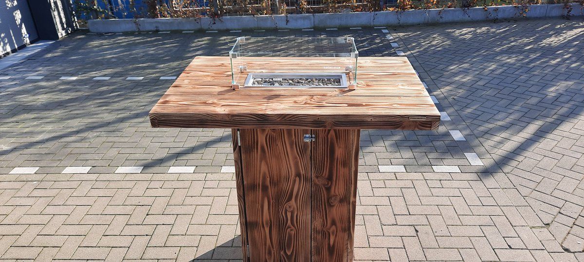 vuurtafel sta tafel ”celebration” terrasverwarmer douglas burnd hout 80x120x110cm