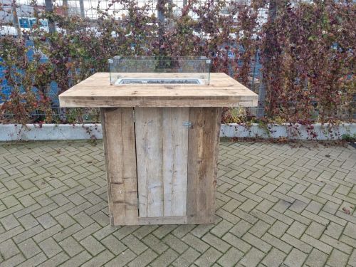 Vuurtafel Sta Tafel ''Celebration'' Terrasverwarmer Gebruikt steigerhout 100x120x110cm