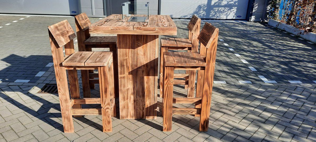 vuurtafel sta tafel set “celebration” van douglas burnd hout 80x120cm