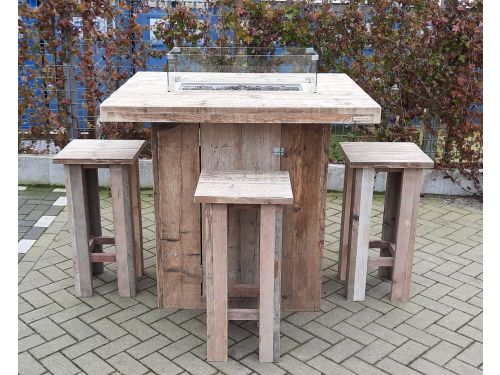 Vuurtafel Sta tafel set "Celebration" van Gebruikt steigerhout 100x120cm