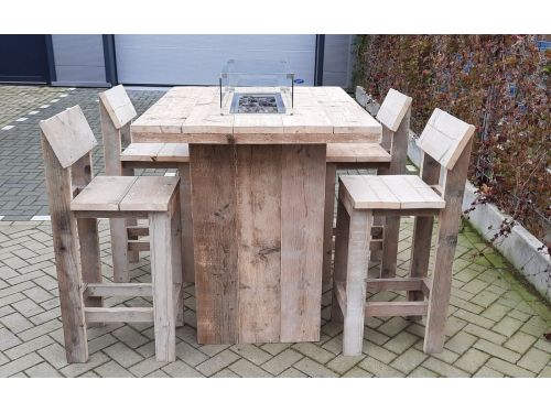 Vuurtafel Sta tafel set "Celebration" van Gebruikt steigerhout 100x120cm