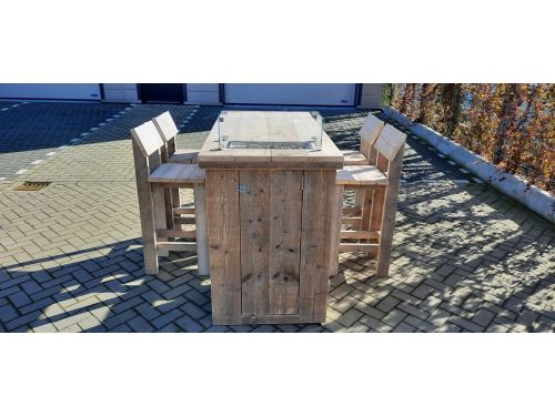 Vuurtafel Sta tafel set "Split" van Gebruikt steigerhout 80x160cm